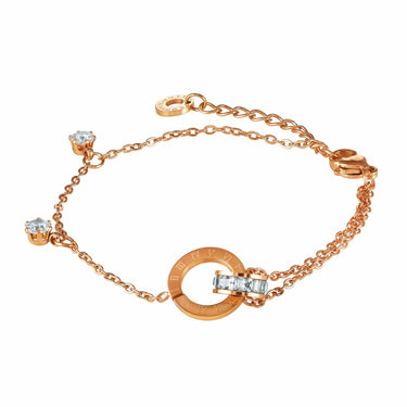 Bracelet with Joined Rings & Crystals - Women's Bracelet - Rose Gold Bracelet Bracelet Brother & Sisters